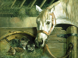 [PBNACL10] Pintar Por Números 30 x 40 cm. -Caballo y Gatitos- Reeves