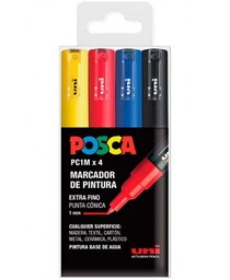 [182634668] Estuche 4 Rotulador Marcador PC1M -Colores Básicos- Posca