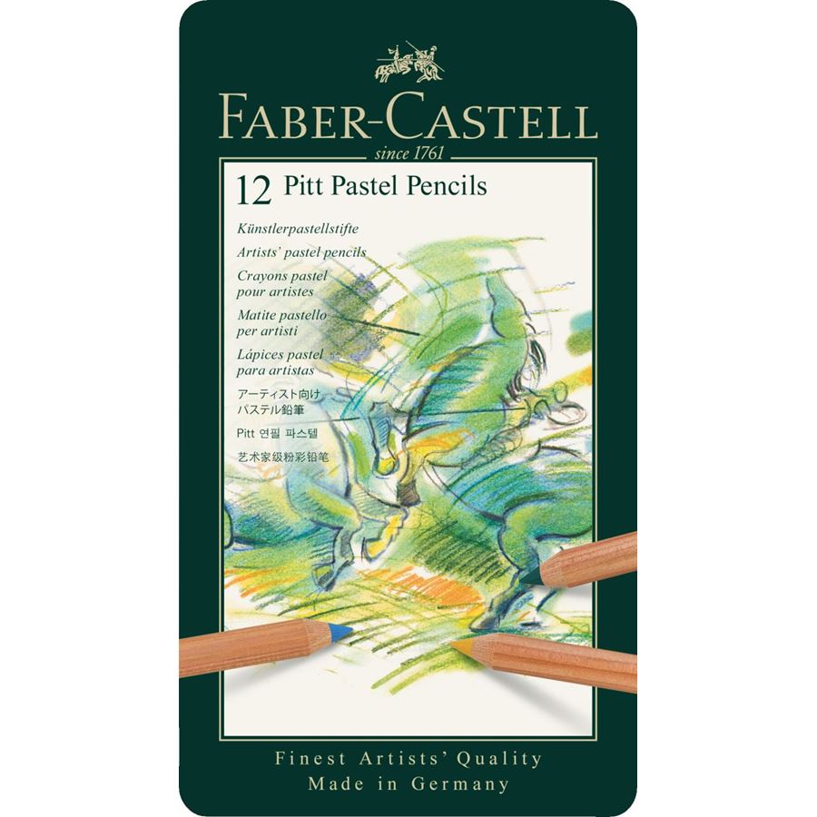 [112112] Estuche Metal 12 Lápiz Pastel Pitt Faber-Castell