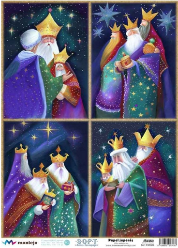 [SPA5504] Papel Arroz Decorado 30x40 cm. -Reyes Magos- Montejo