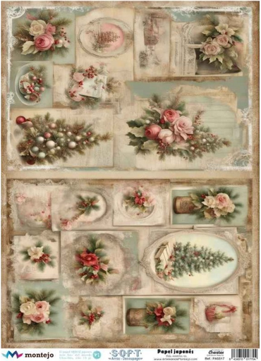 [SPA5517] Papel Arroz Decorado 30x40 cm. -Navidad- Montejo